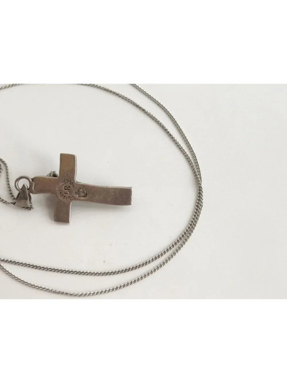 Modernist Crucifix Mexico Sterling Silver 925 Vintage Pendant Necklace - 18